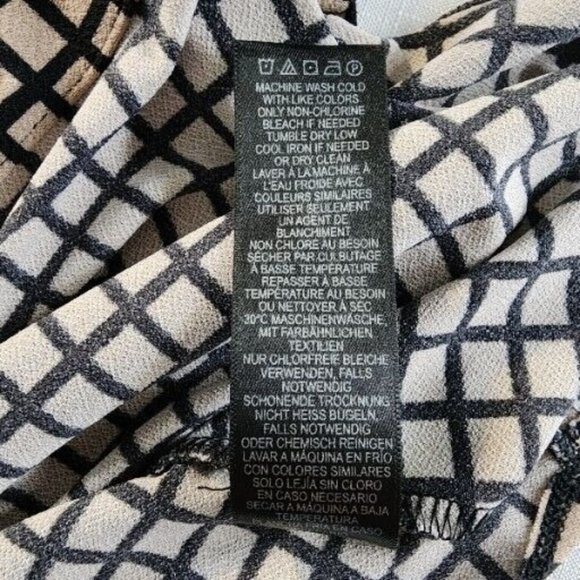 Adrianna Papell Sleeveless Button Down Collar Plaid Black Tan Shirt Sz Medium - Picture 11 of 14